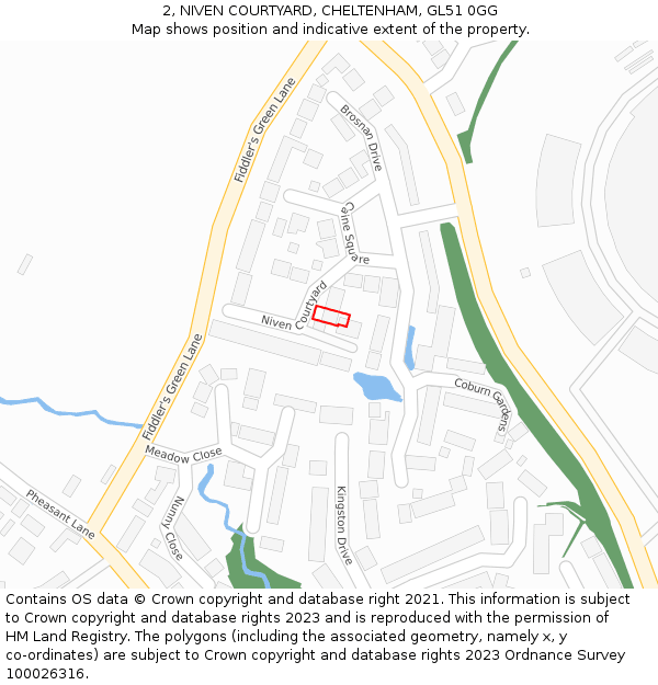 2, NIVEN COURTYARD, CHELTENHAM, GL51 0GG: Location map and indicative extent of plot