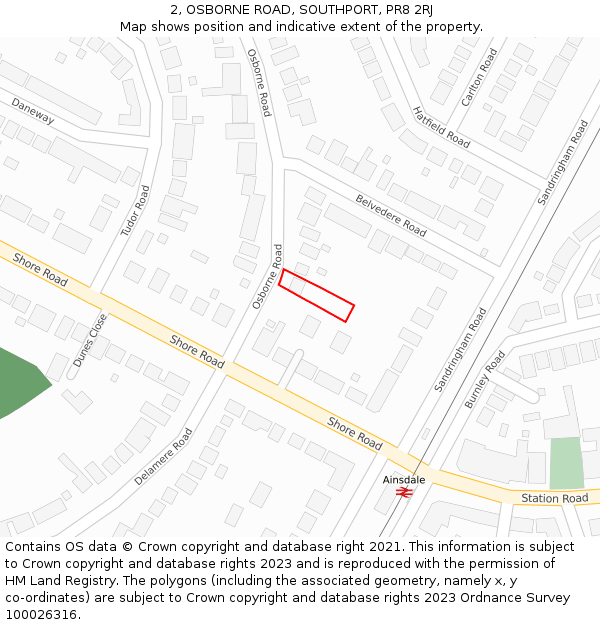 2, OSBORNE ROAD, SOUTHPORT, PR8 2RJ: Location map and indicative extent of plot