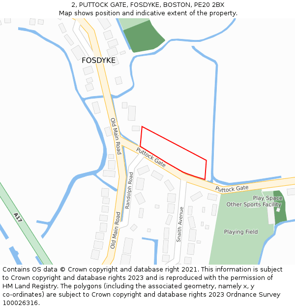 2, PUTTOCK GATE, FOSDYKE, BOSTON, PE20 2BX: Location map and indicative extent of plot