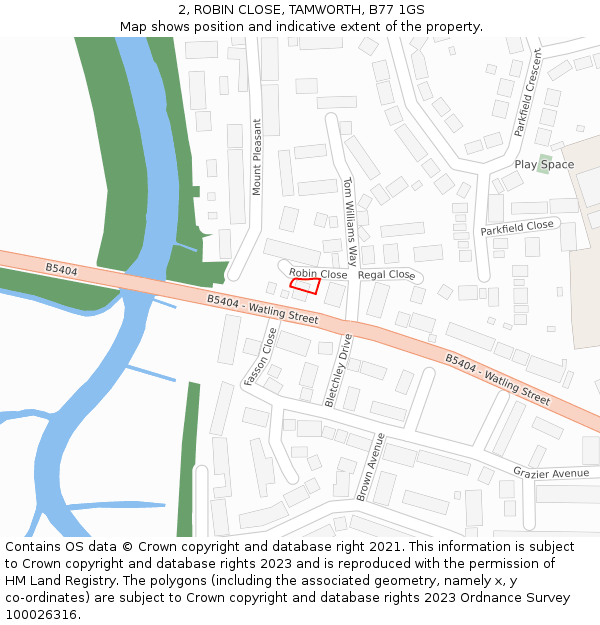 2, ROBIN CLOSE, TAMWORTH, B77 1GS: Location map and indicative extent of plot