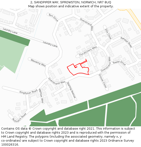 2, SANDPIPER WAY, SPROWSTON, NORWICH, NR7 8UQ: Location map and indicative extent of plot