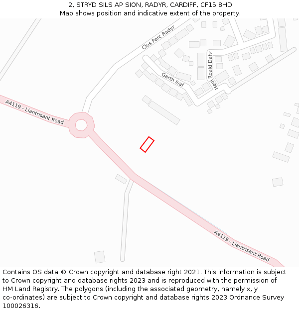 2, STRYD SILS AP SION, RADYR, CARDIFF, CF15 8HD: Location map and indicative extent of plot