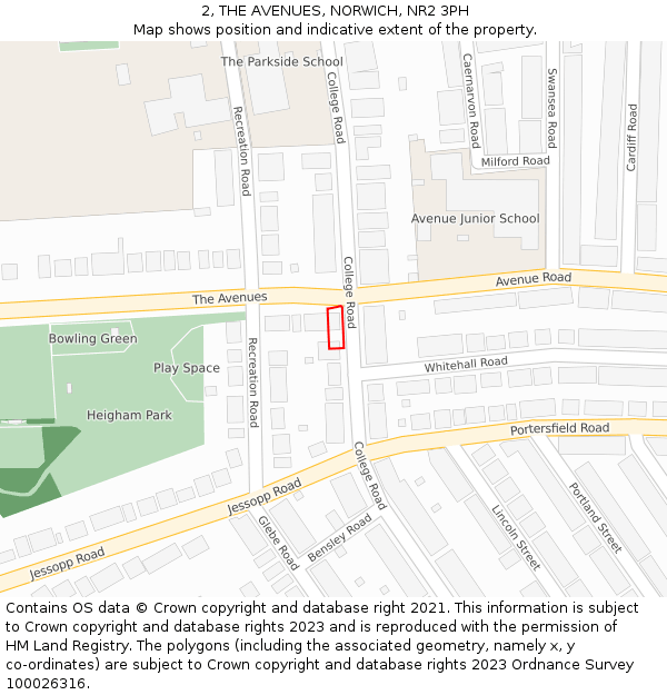 2, THE AVENUES, NORWICH, NR2 3PH: Location map and indicative extent of plot