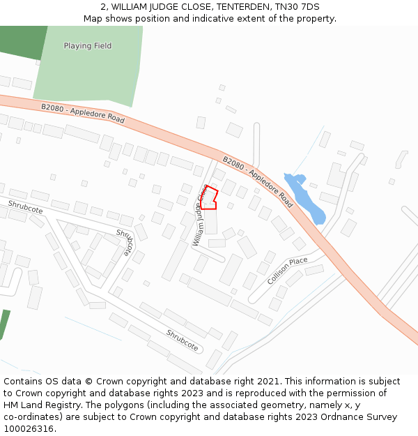 2, WILLIAM JUDGE CLOSE, TENTERDEN, TN30 7DS: Location map and indicative extent of plot