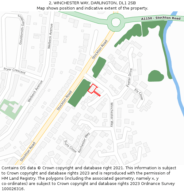 2, WINCHESTER WAY, DARLINGTON, DL1 2SB: Location map and indicative extent of plot