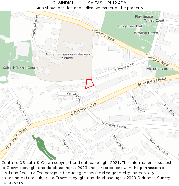 2, WINDMILL HILL, SALTASH, PL12 4DA: Location map and indicative extent of plot