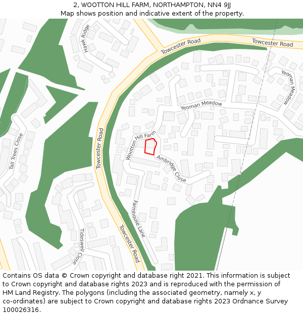 2, WOOTTON HILL FARM, NORTHAMPTON, NN4 9JJ: Location map and indicative extent of plot