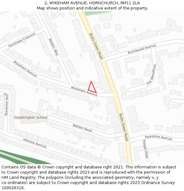 2, WYKEHAM AVENUE, HORNCHURCH, RM11 2LA: Location map and indicative extent of plot