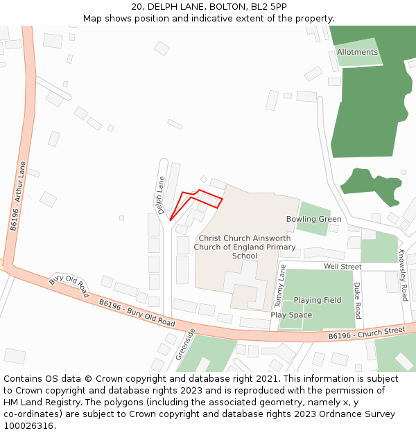 20, DELPH LANE, BOLTON, BL2 5PP: Location map and indicative extent of plot