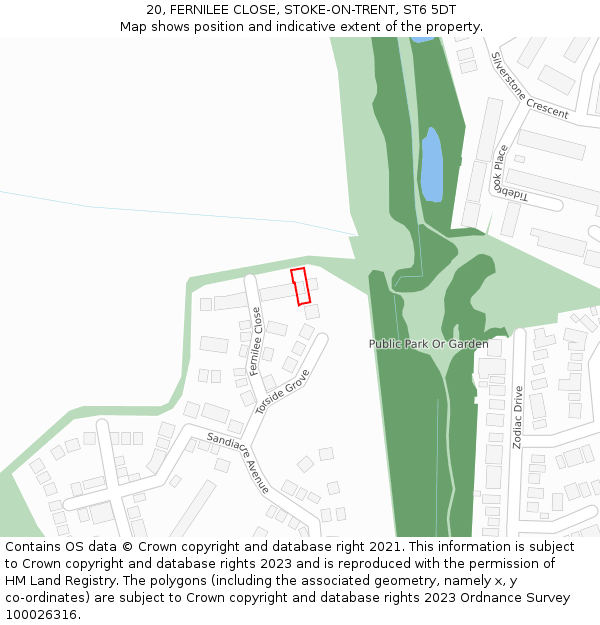 20, FERNILEE CLOSE, STOKE-ON-TRENT, ST6 5DT: Location map and indicative extent of plot