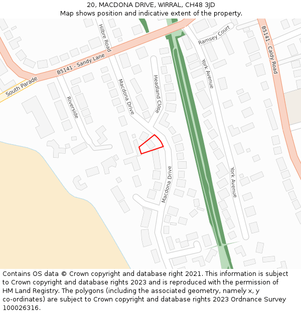 20, MACDONA DRIVE, WIRRAL, CH48 3JD: Location map and indicative extent of plot