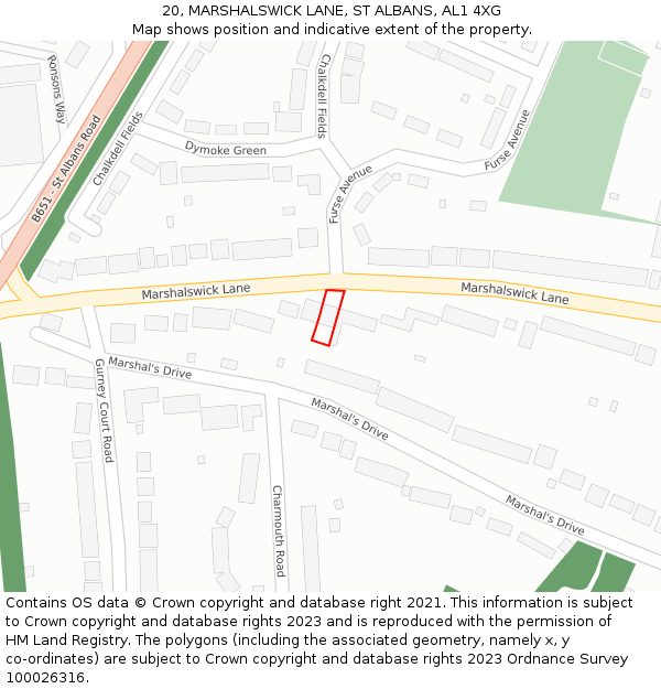 20, MARSHALSWICK LANE, ST ALBANS, AL1 4XG: Location map and indicative extent of plot