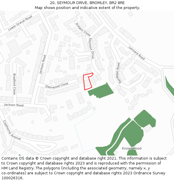 20, SEYMOUR DRIVE, BROMLEY, BR2 8RE: Location map and indicative extent of plot