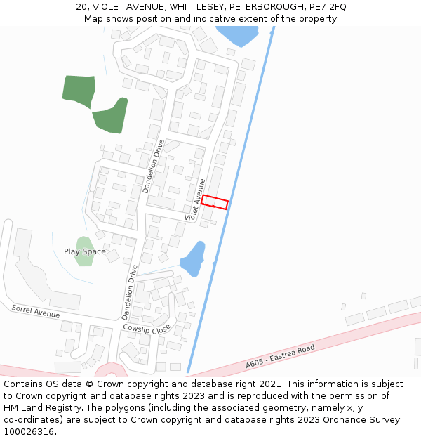 20, VIOLET AVENUE, WHITTLESEY, PETERBOROUGH, PE7 2FQ: Location map and indicative extent of plot