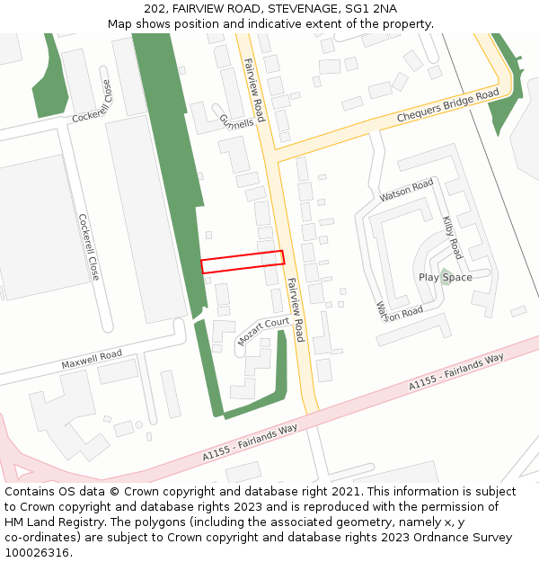 202, FAIRVIEW ROAD, STEVENAGE, SG1 2NA: Location map and indicative extent of plot