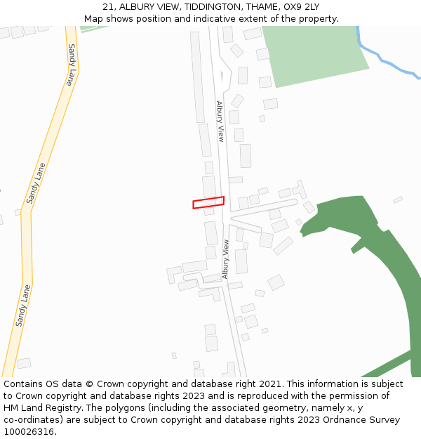 21, ALBURY VIEW, TIDDINGTON, THAME, OX9 2LY: Location map and indicative extent of plot