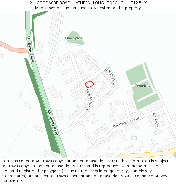 21, GOODACRE ROAD, HATHERN, LOUGHBOROUGH, LE12 5NX: Location map and indicative extent of plot