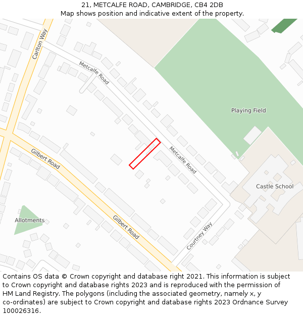 21, METCALFE ROAD, CAMBRIDGE, CB4 2DB: Location map and indicative extent of plot