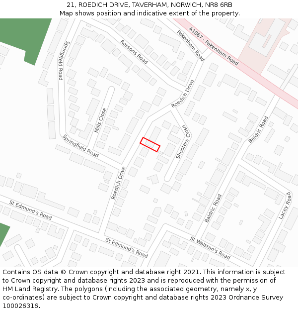 21, ROEDICH DRIVE, TAVERHAM, NORWICH, NR8 6RB: Location map and indicative extent of plot