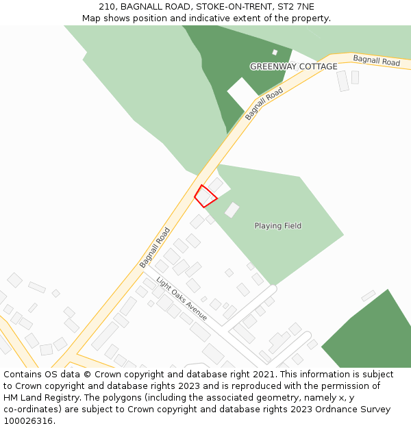 210, BAGNALL ROAD, STOKE-ON-TRENT, ST2 7NE: Location map and indicative extent of plot