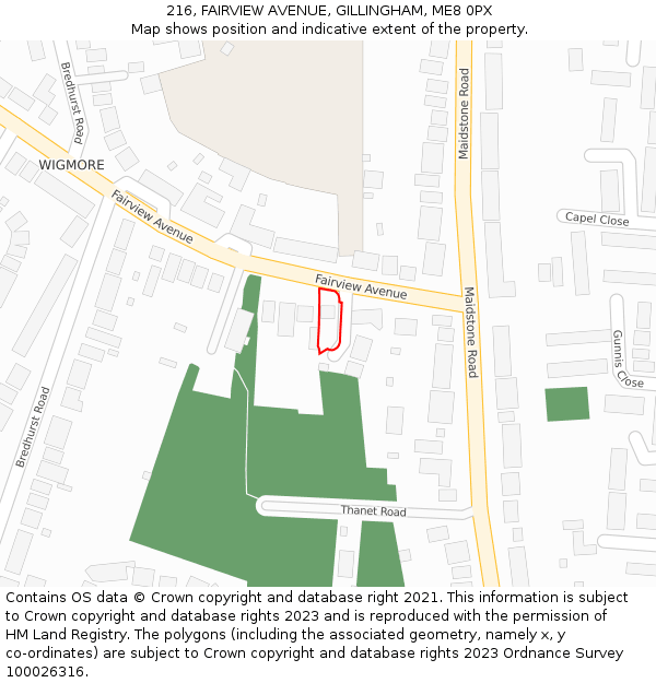 216, FAIRVIEW AVENUE, GILLINGHAM, ME8 0PX: Location map and indicative extent of plot