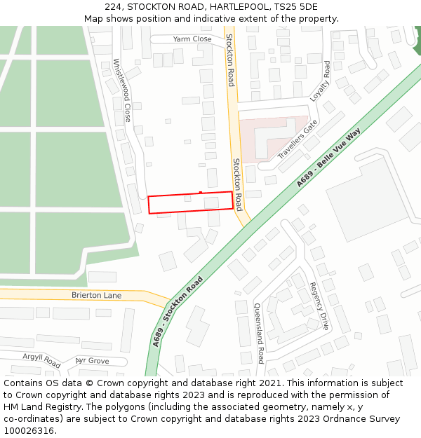 224, STOCKTON ROAD, HARTLEPOOL, TS25 5DE: Location map and indicative extent of plot