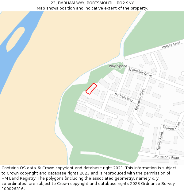 23, BARHAM WAY, PORTSMOUTH, PO2 9NY: Location map and indicative extent of plot