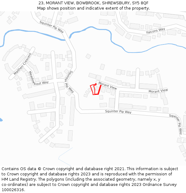 23, MORANT VIEW, BOWBROOK, SHREWSBURY, SY5 8QF: Location map and indicative extent of plot