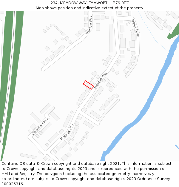 234, MEADOW WAY, TAMWORTH, B79 0EZ: Location map and indicative extent of plot