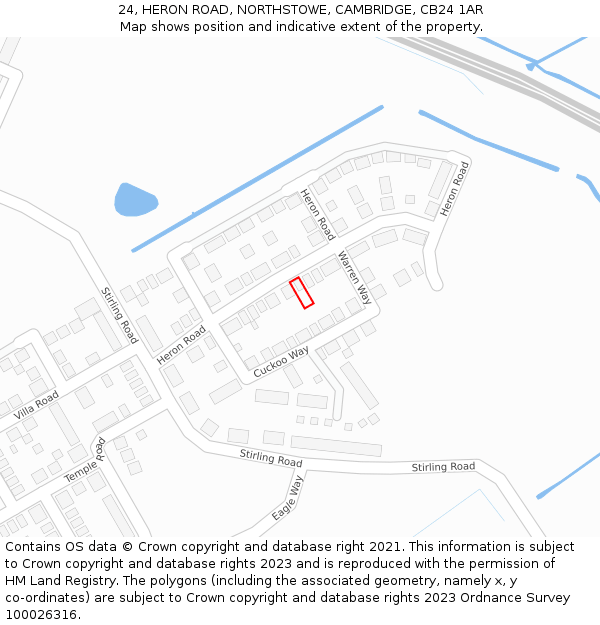 24, HERON ROAD, NORTHSTOWE, CAMBRIDGE, CB24 1AR: Location map and indicative extent of plot