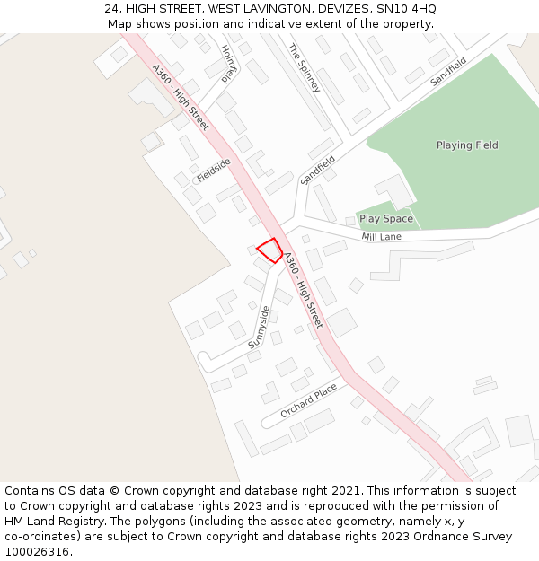 24, HIGH STREET, WEST LAVINGTON, DEVIZES, SN10 4HQ: Location map and indicative extent of plot