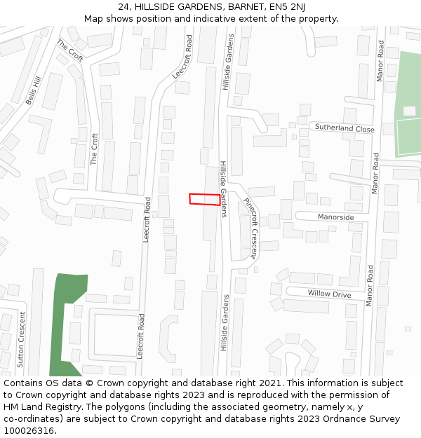 24, HILLSIDE GARDENS, BARNET, EN5 2NJ: Location map and indicative extent of plot