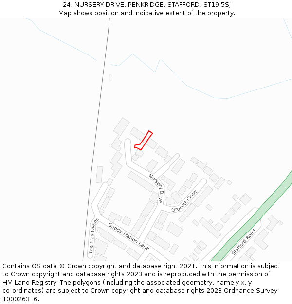 24, NURSERY DRIVE, PENKRIDGE, STAFFORD, ST19 5SJ: Location map and indicative extent of plot