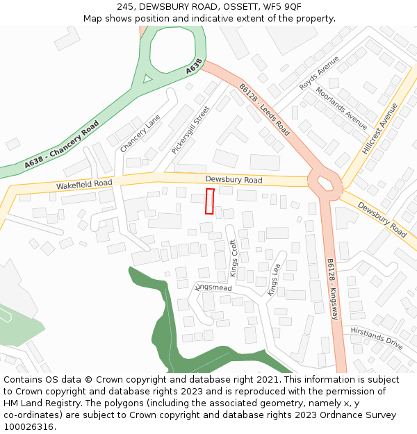 245, DEWSBURY ROAD, OSSETT, WF5 9QF: Location map and indicative extent of plot