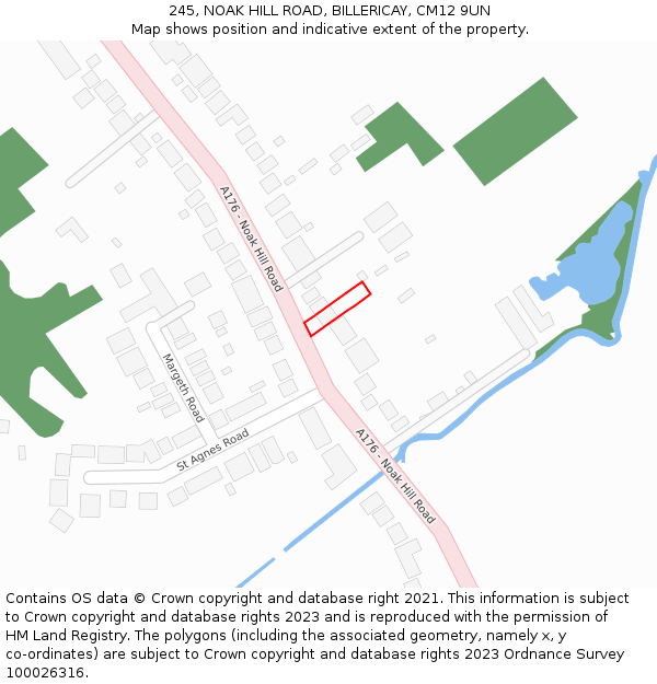 245, NOAK HILL ROAD, BILLERICAY, CM12 9UN: Location map and indicative extent of plot