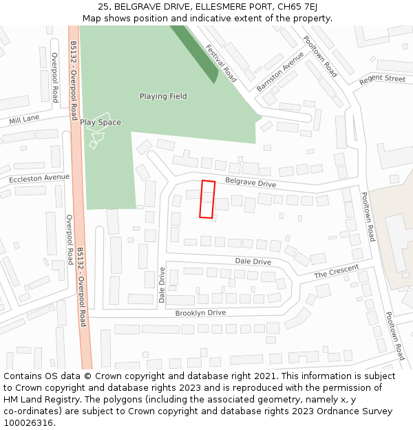 25, BELGRAVE DRIVE, ELLESMERE PORT, CH65 7EJ: Location map and indicative extent of plot