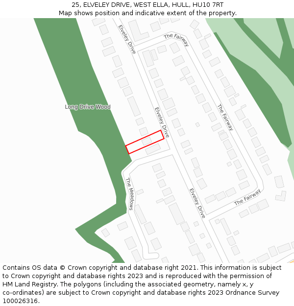 25, ELVELEY DRIVE, WEST ELLA, HULL, HU10 7RT: Location map and indicative extent of plot