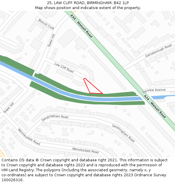 25, LAW CLIFF ROAD, BIRMINGHAM, B42 1LP: Location map and indicative extent of plot