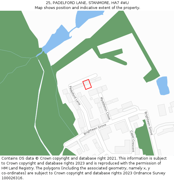 25, PADELFORD LANE, STANMORE, HA7 4WU: Location map and indicative extent of plot