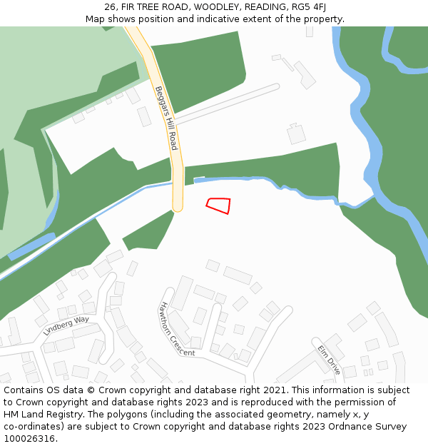 26, FIR TREE ROAD, WOODLEY, READING, RG5 4FJ: Location map and indicative extent of plot