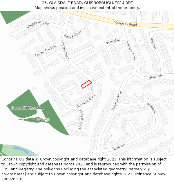 26, GLAISDALE ROAD, GUISBOROUGH, TS14 8DF: Location map and indicative extent of plot