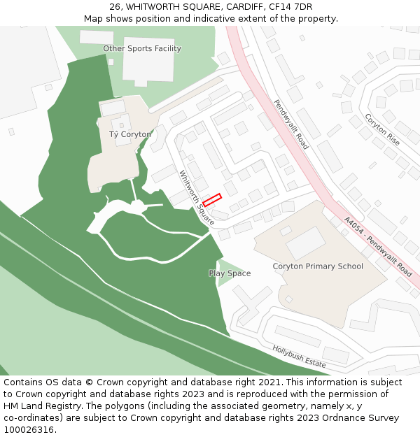 26, WHITWORTH SQUARE, CARDIFF, CF14 7DR: Location map and indicative extent of plot