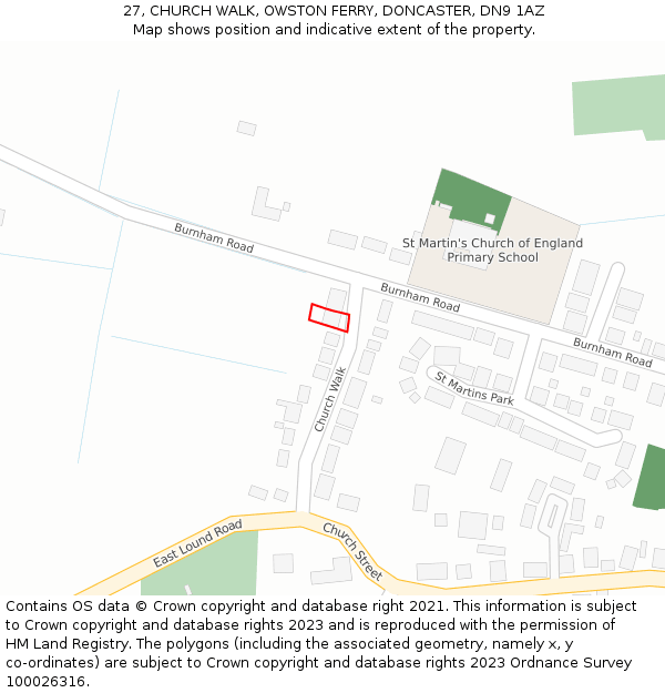 27, CHURCH WALK, OWSTON FERRY, DONCASTER, DN9 1AZ: Location map and indicative extent of plot