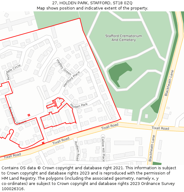 27, HOLDEN PARK, STAFFORD, ST18 0ZQ: Location map and indicative extent of plot