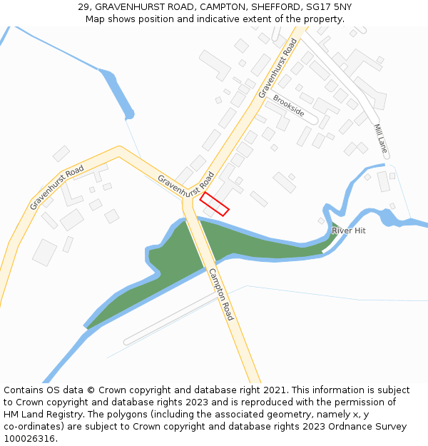 29, GRAVENHURST ROAD, CAMPTON, SHEFFORD, SG17 5NY: Location map and indicative extent of plot