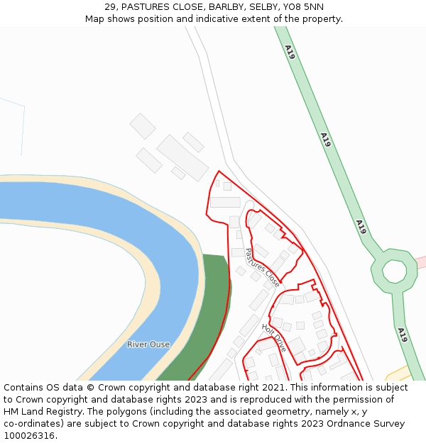 29, PASTURES CLOSE, BARLBY, SELBY, YO8 5NN: Location map and indicative extent of plot