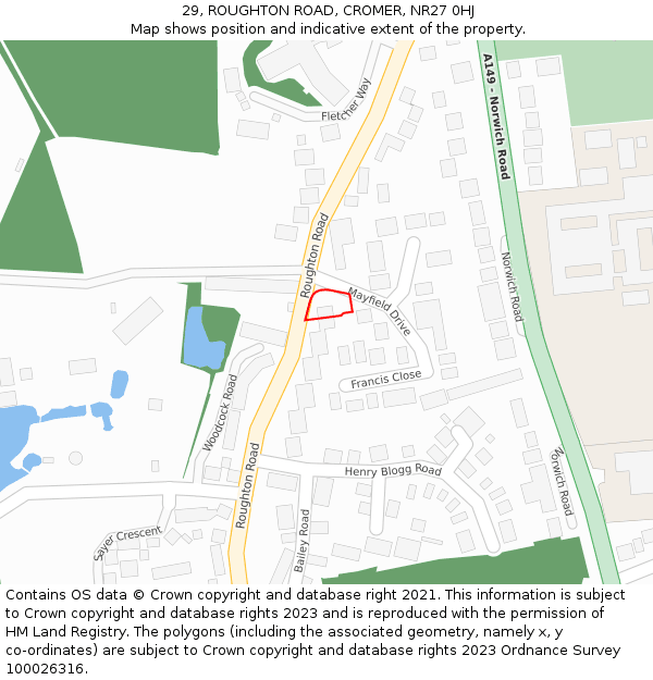 29, ROUGHTON ROAD, CROMER, NR27 0HJ: Location map and indicative extent of plot