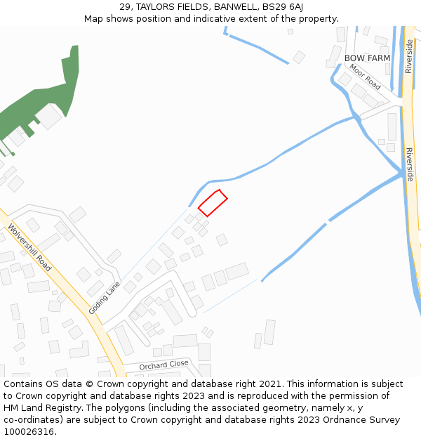 29, TAYLORS FIELDS, BANWELL, BS29 6AJ: Location map and indicative extent of plot