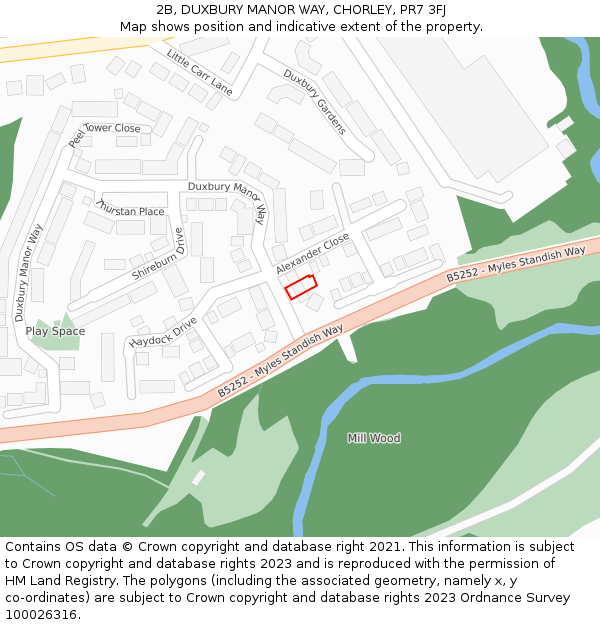 2B, DUXBURY MANOR WAY, CHORLEY, PR7 3FJ: Location map and indicative extent of plot