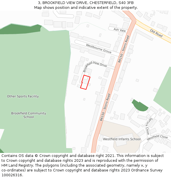 3, BROOKFIELD VIEW DRIVE, CHESTERFIELD, S40 3FB: Location map and indicative extent of plot